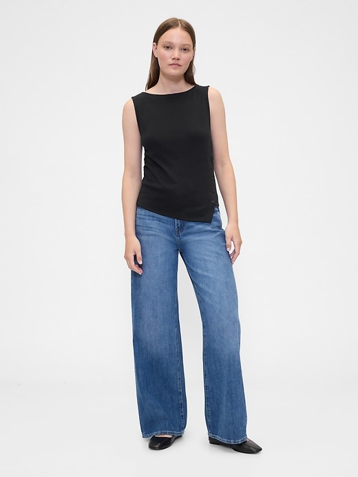 Image number 3 showing, Asymmetrical Boatneck Button Top