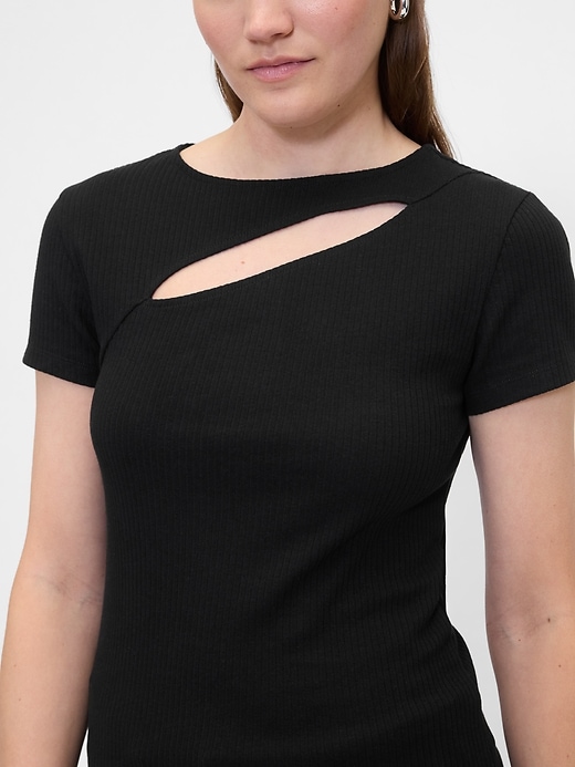 Image number 4 showing, Ribbed Crewneck Cutout Top