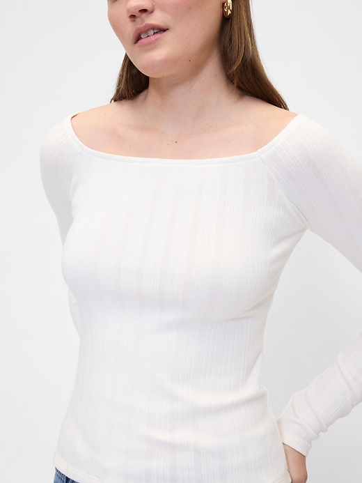 Image number 4 showing, Ribbed Boatneck Top