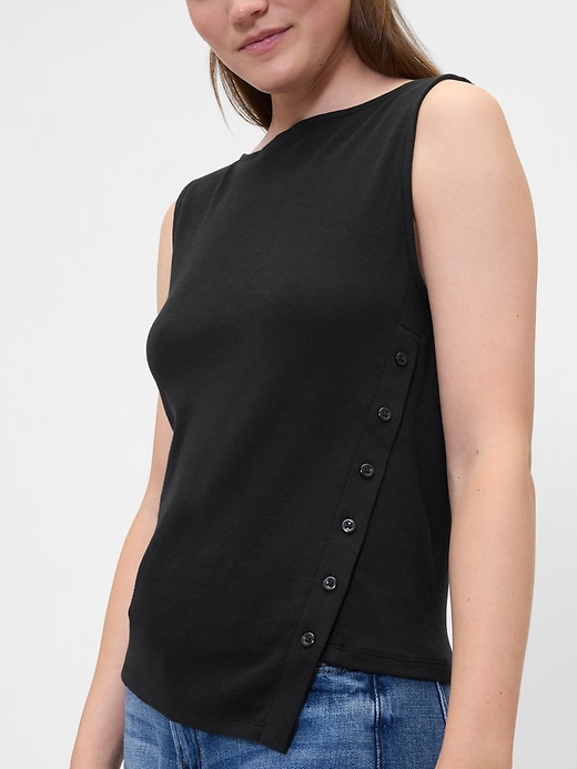 Image number 4 showing, Asymmetrical Boatneck Button Top