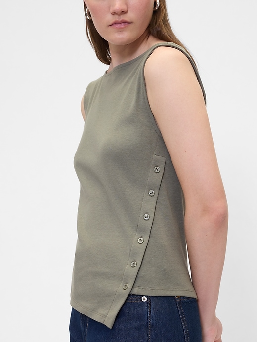 Image number 4 showing, Asymmetrical Boatneck Button Top