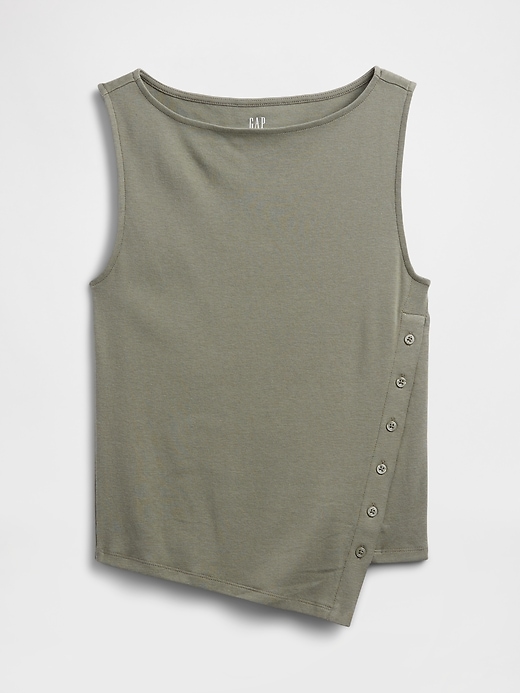 Image number 5 showing, Asymmetrical Boatneck Button Top