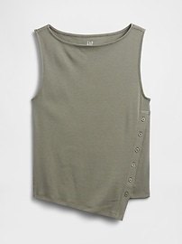 Asymmetrical Boatneck Button Top