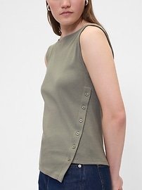 Asymmetrical Boatneck Button Top