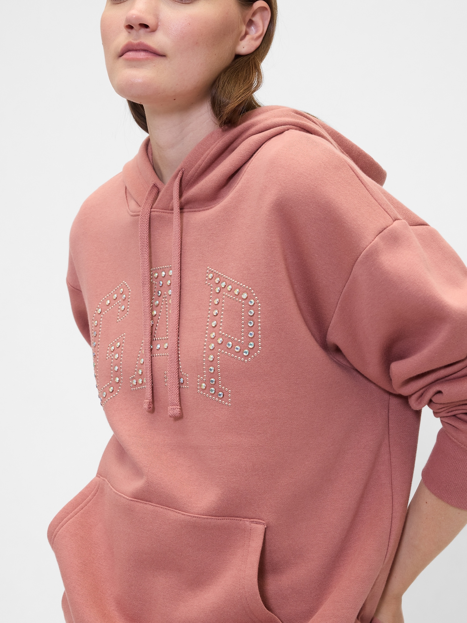 Gap Factory Relaxed Gap Logo Hoodie In Pink