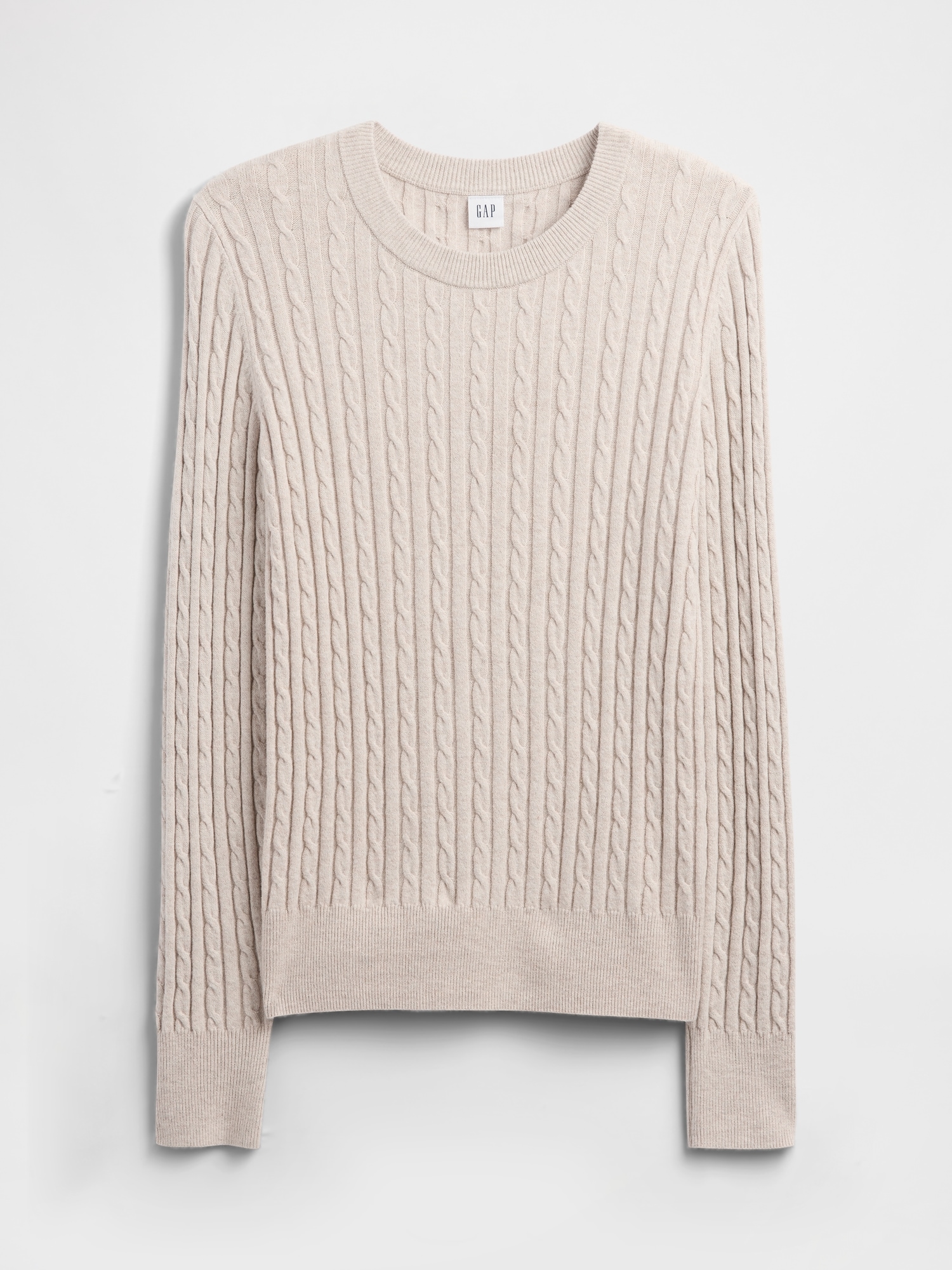 Gap Factory Cashsoft Cable-knit Crewneck Sweater In Neutral