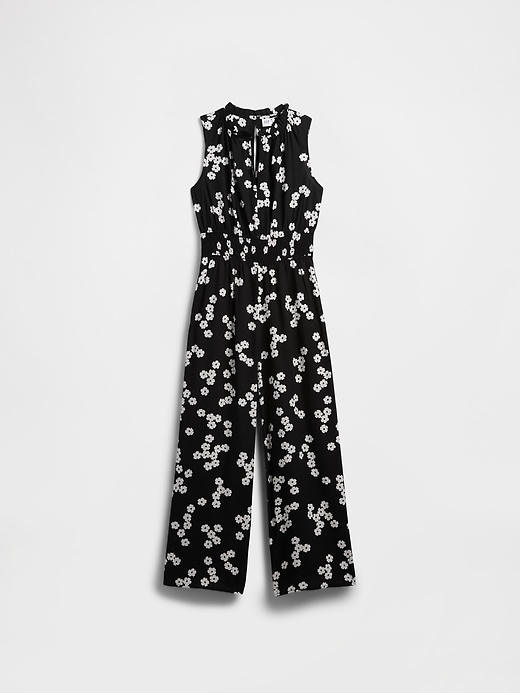 Image number 6 showing, Smocked Wide-Leg V-Neck Jumpsuit