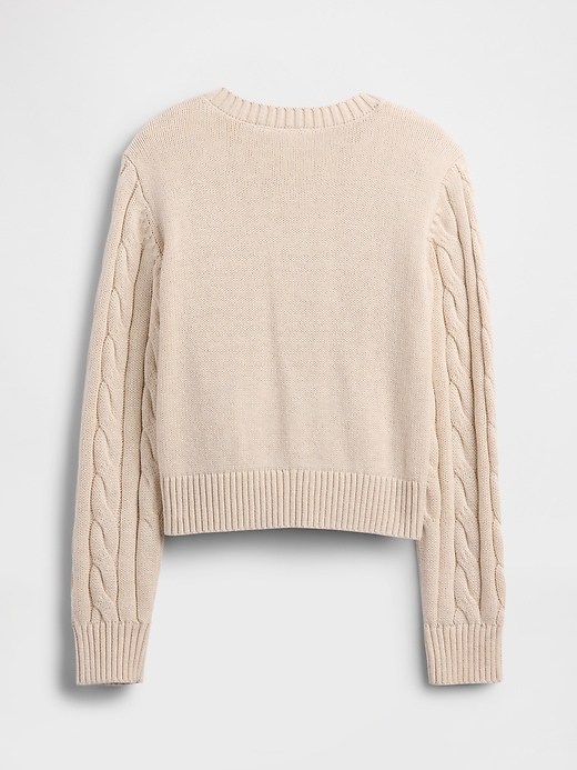 Image number 2 showing, Kids Relaxed Cable-Knit Crewneck Cardigan
