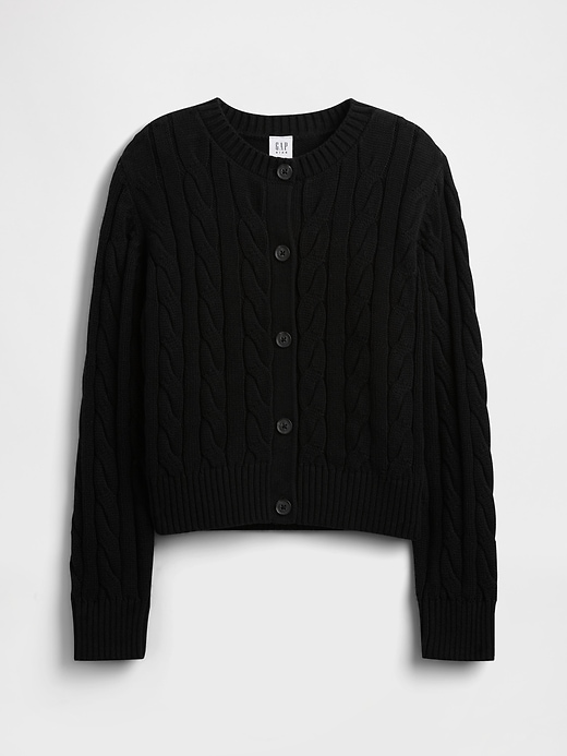 Image number 1 showing, Kids Relaxed Cable-Knit Crewneck Cardigan