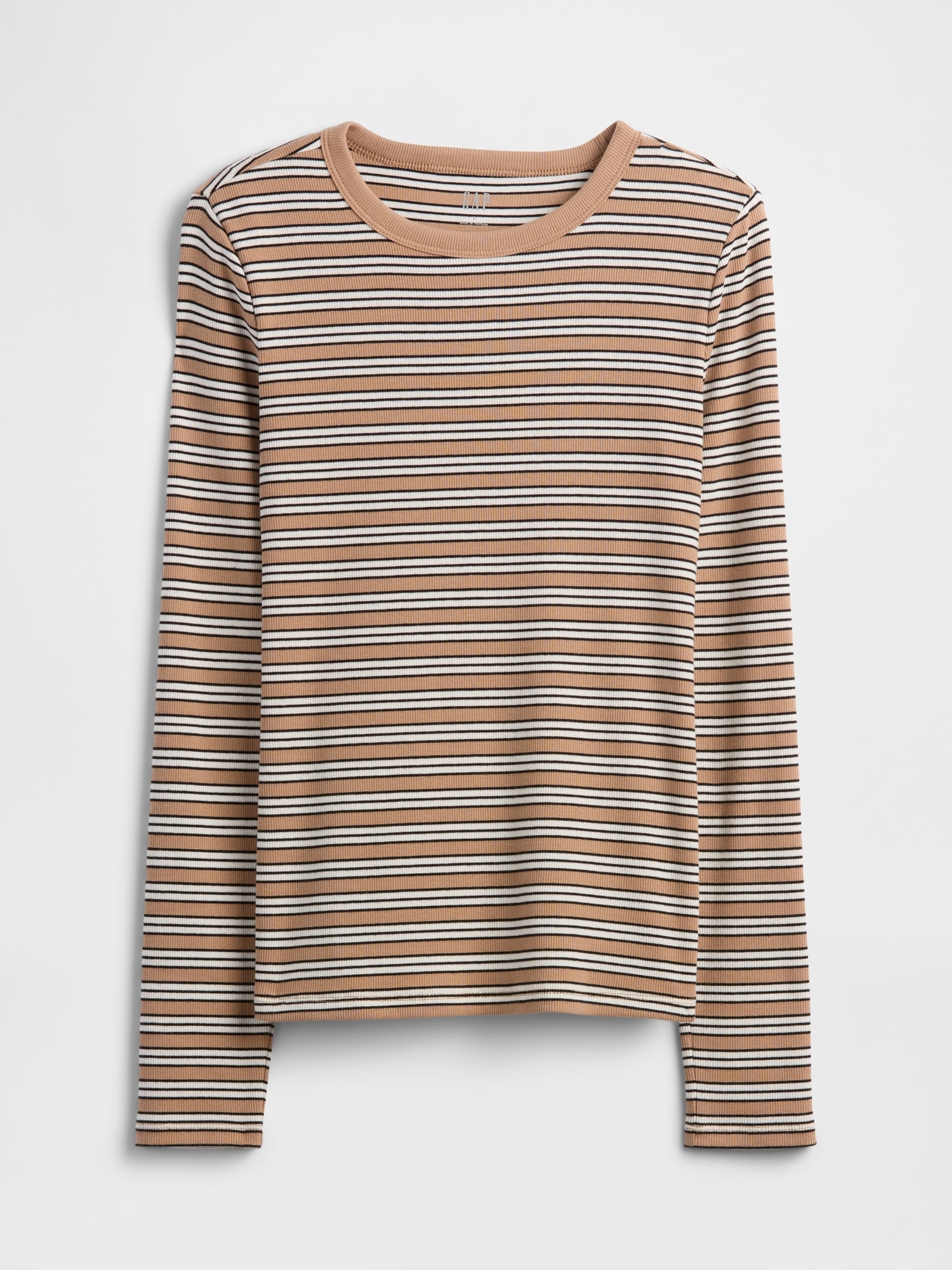 Gap Factory Essential Ribbed Crewneck T-shirt In Brown