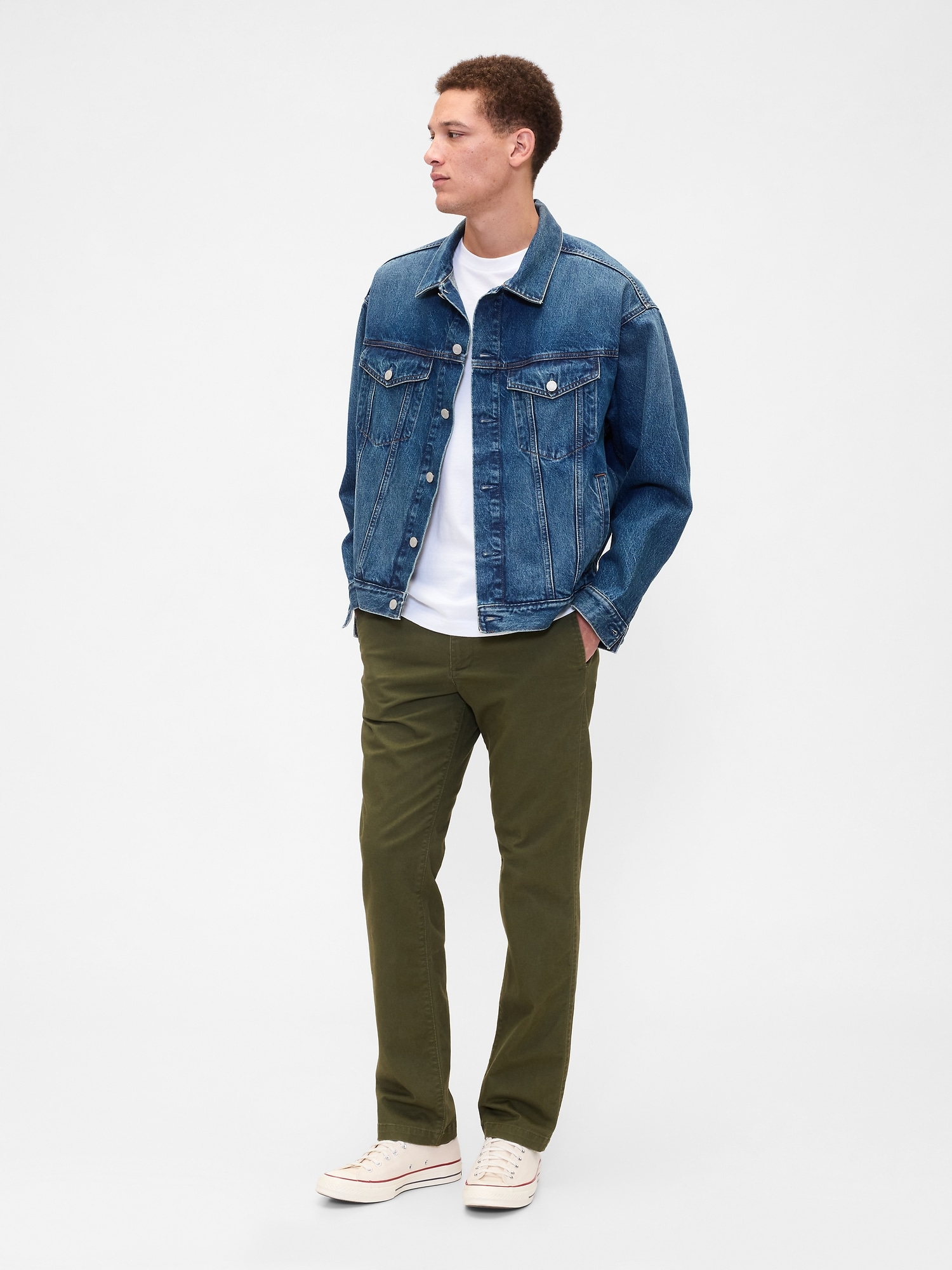 GapFlex Essential Khakis in Straight Fit - Green