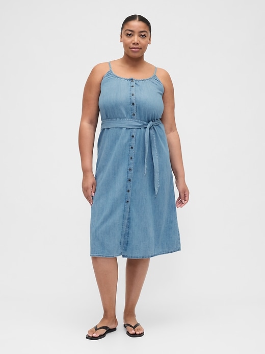 Image number 4 showing, Belted Denim Midi Dress