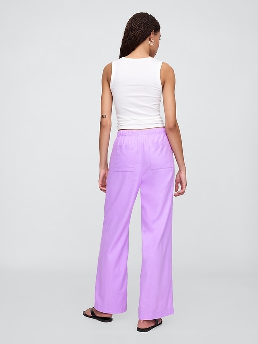 Image number 4 showing, Mid Rise Linen-Blend Pull-On Wide-Leg Pants