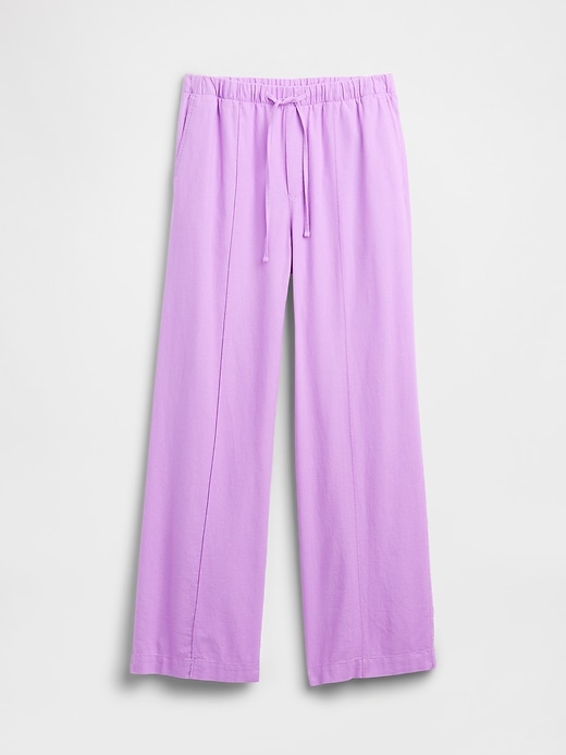 Image number 7 showing, Mid Rise Linen-Blend Pull-On Wide-Leg Pants