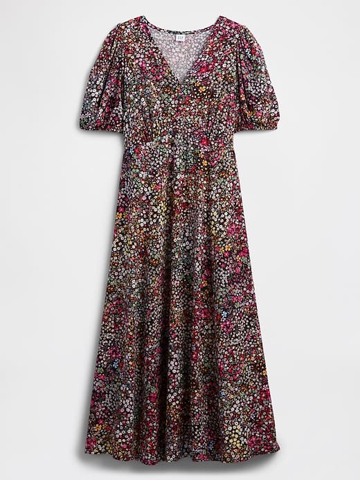 Image number 6 showing, Puff Sleeve V-Neck Maxi Dress