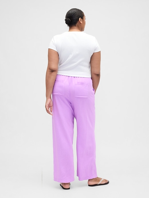 Image number 6 showing, Mid Rise Linen-Blend Pull-On Wide-Leg Pants
