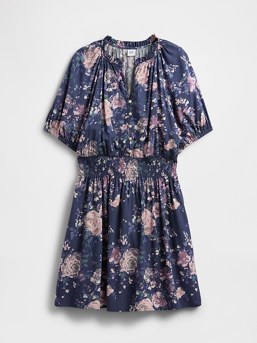 Image number 6 showing, Relaxed Smocked Splitneck Mini Dress