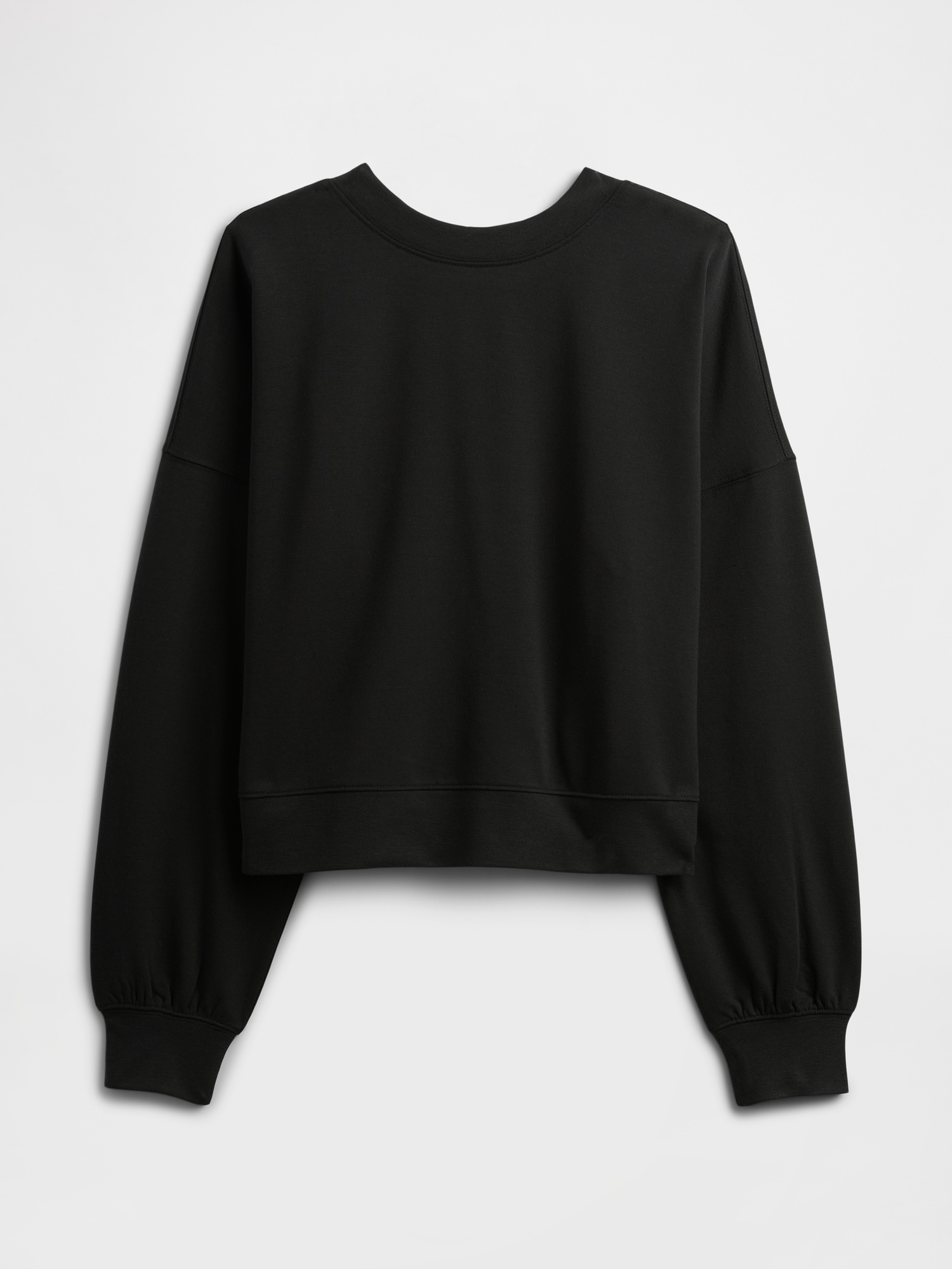 Oversized Balloon Sleeve Crewneck Sweatshirt - Black