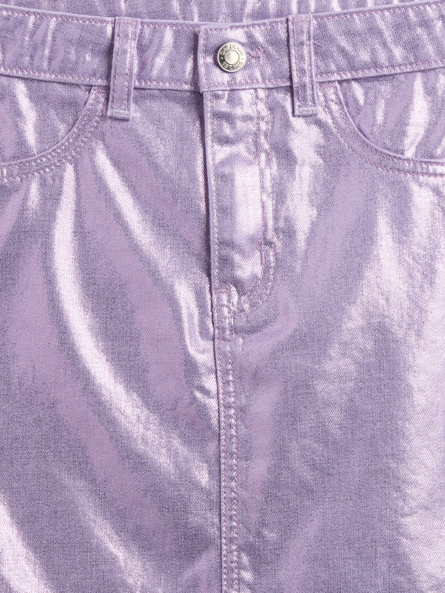 Gap Factory Kids Metallic Denim Mini Skirt In Purple