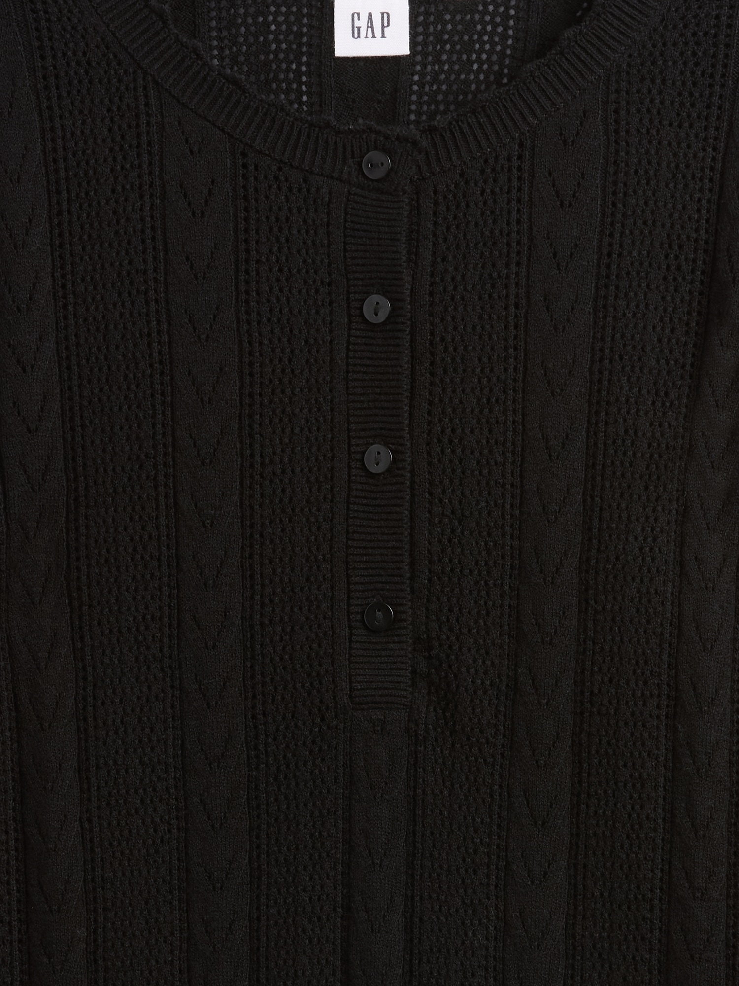 Gap Factory Pointelle Henley Top In Black