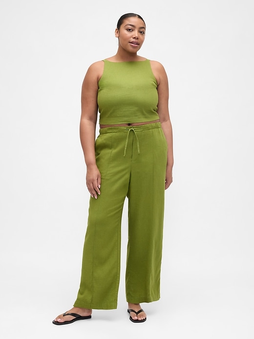 Image number 5 showing, Mid Rise Linen-Blend Pull-On Wide-Leg Pants