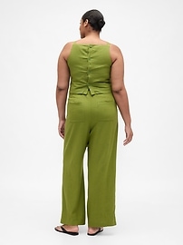 Linen-Blend Wide-Leg Pull-On Pants