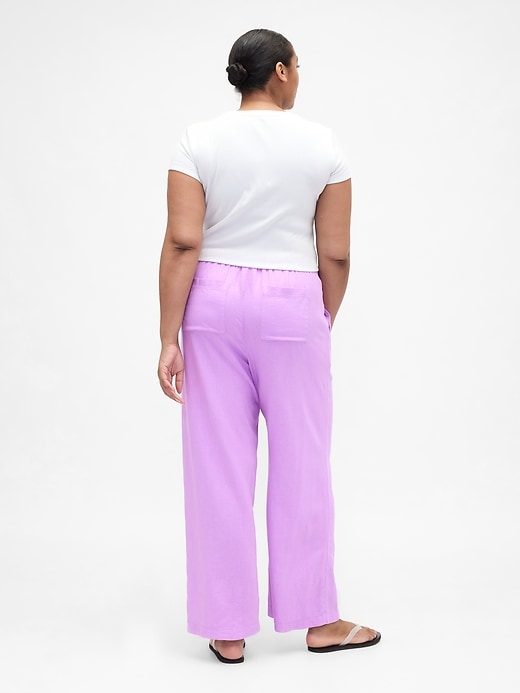 Image number 6 showing, Mid Rise Linen-Blend Pull-On Wide-Leg Pants