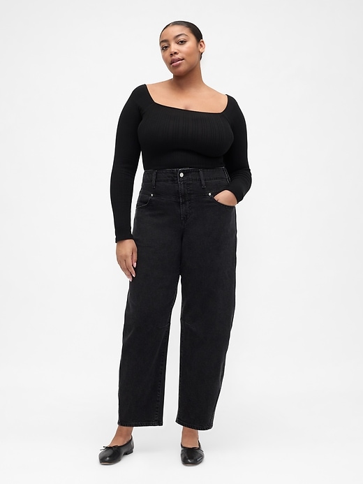 Image number 5 showing, High Rise Barrel Jeans