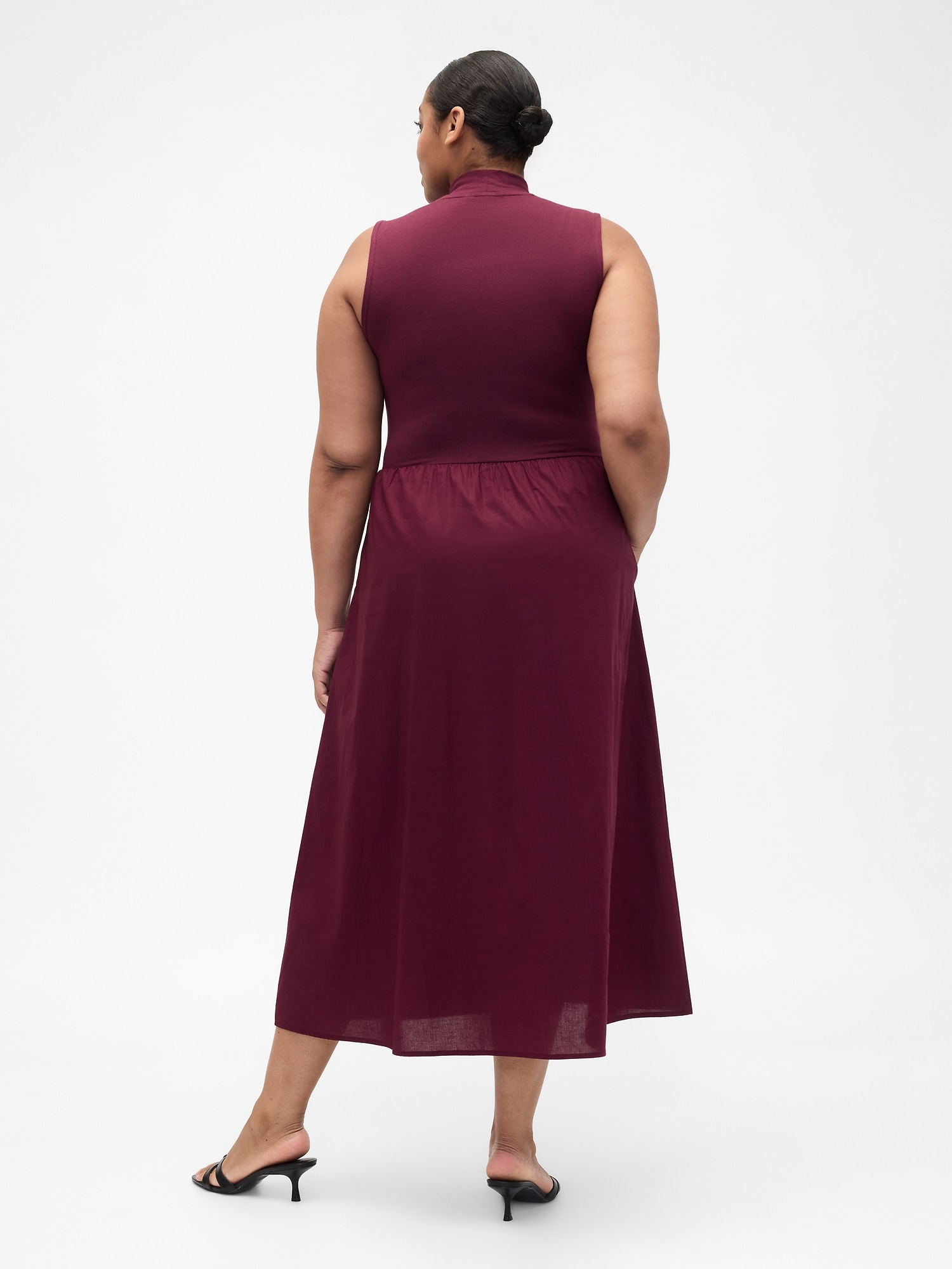 Gap Factory Sleeveless Mockneck Midi Dress In Red