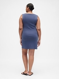 Modern Ribbed Boatneck Mini Dress