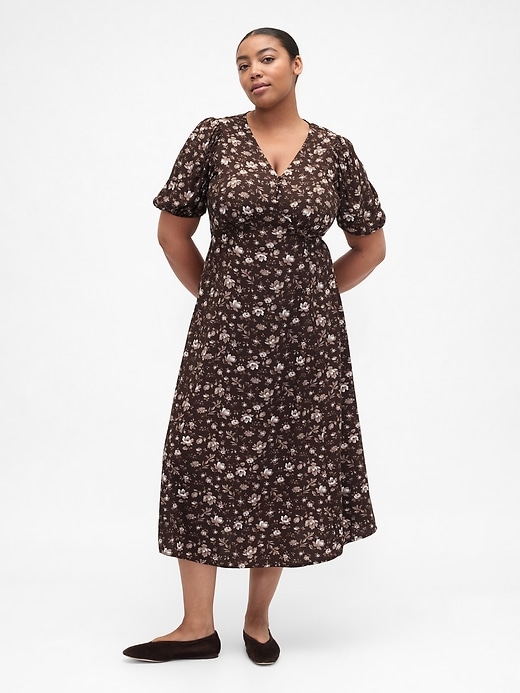 Image number 4 showing, Puff Sleeve V-Neck Maxi Dress