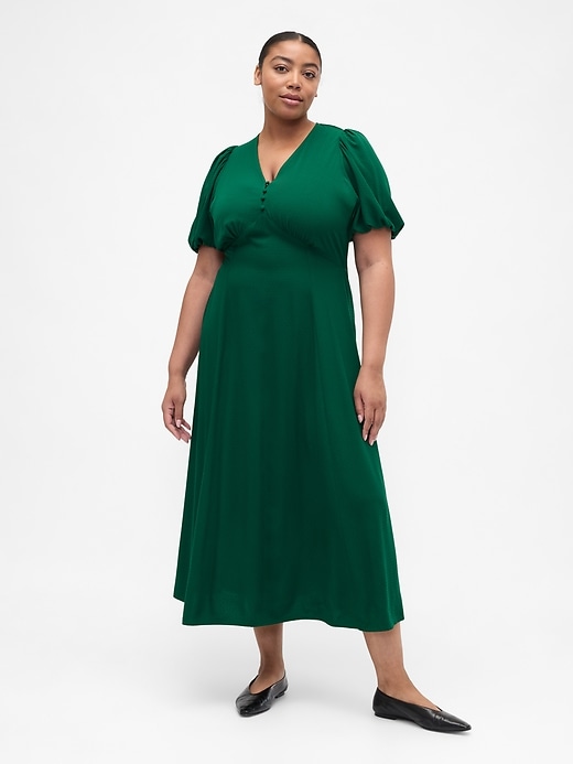 Image number 4 showing, Puff Sleeve V-Neck Maxi Dress