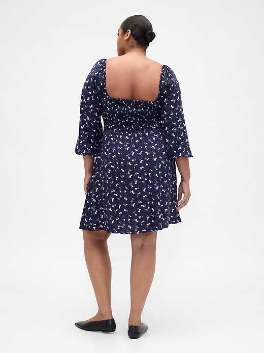 Image number 5 showing, Smocked Print Mini Dress