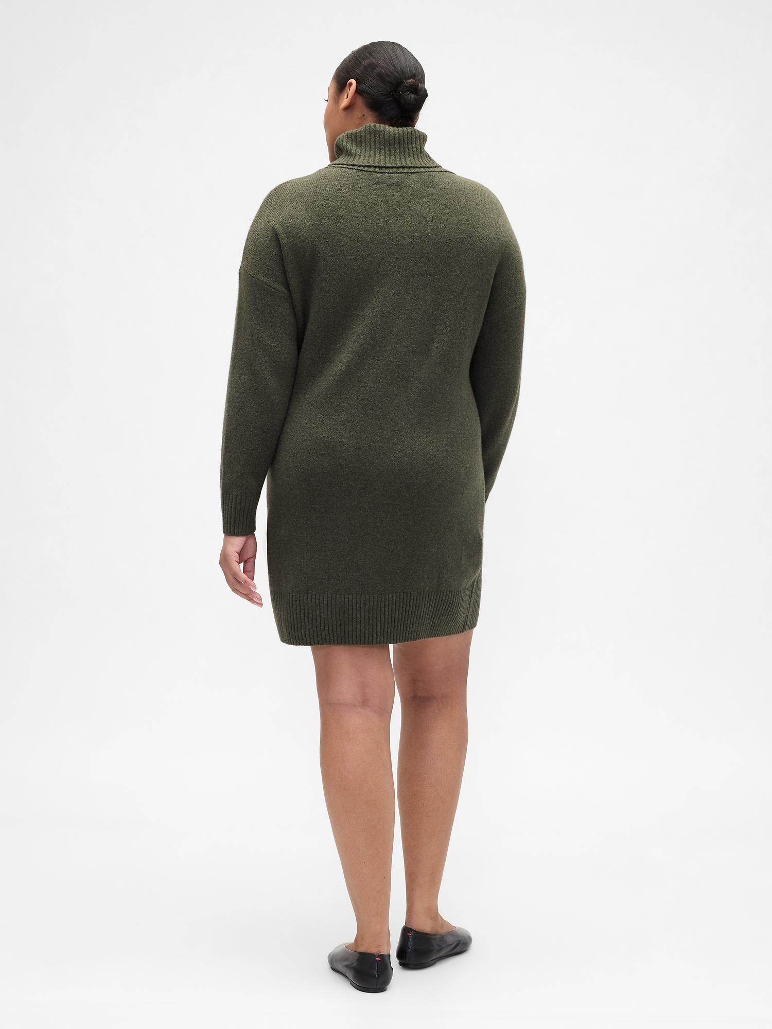 Gap Factory Cashsoft Relaxed Turtleneck Sweater Mini Dress In Green
