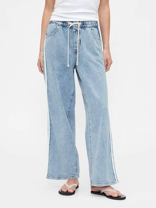 Image number 2 showing, High Rise Pull-On Stripe Wide-Leg Jeans