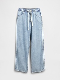 High Rise Pull-On Stripe Wide-Leg Jeans