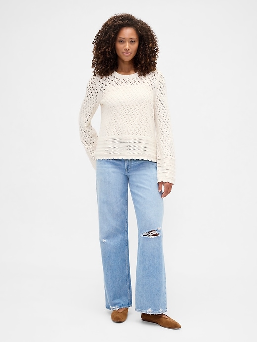 Image number 3 showing, Relaxed Mixed-Stitch Balloon-Sleeve Cardigan