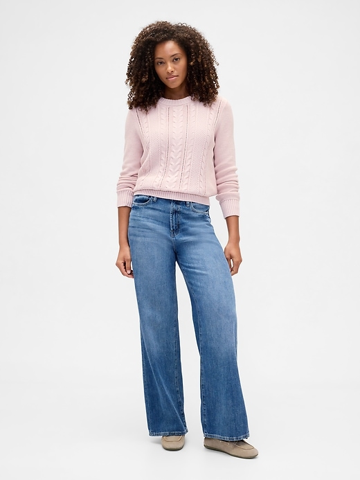 Image number 3 showing, Cable-Knit Crewneck Sweater