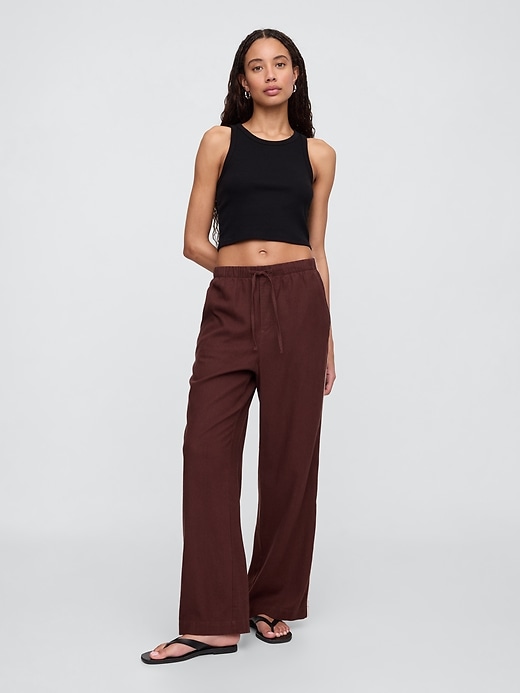 Image number 3 showing, Mid Rise Linen-Blend Wide-Leg Pants
