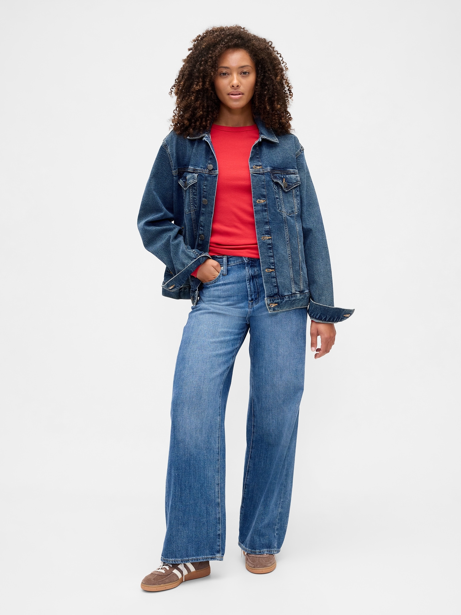 Gap Factory Essential Ribbed Crewneck T-shirt In Red