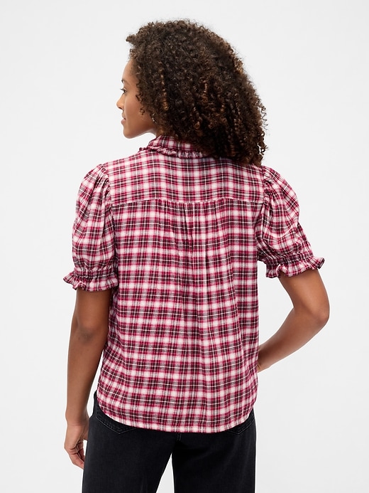 Image number 2 showing, Relaxed Flannel Puff Sleeve Shirt