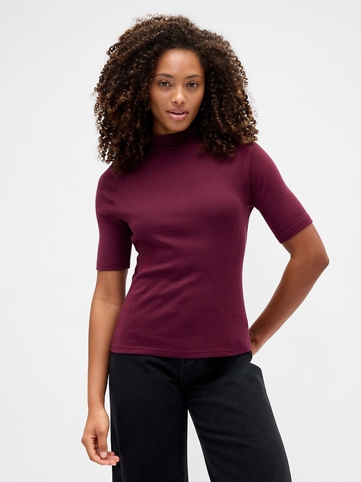 Image number 1 showing, Modern Ribbed Mockneck T-Shirt