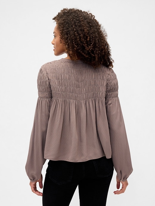 Image number 2 showing, Relaxed Smocked Balloon-Sleeve Top