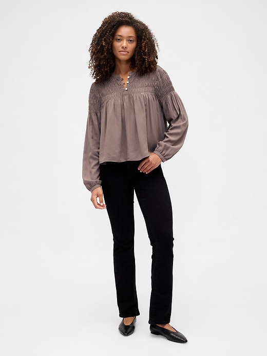 Image number 3 showing, Relaxed Smocked Balloon-Sleeve Top