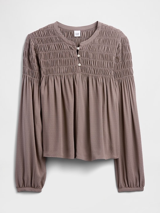 Image number 5 showing, Relaxed Smocked Balloon-Sleeve Top