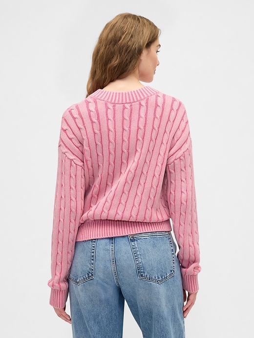 Image number 2 showing, Relaxed Cable-Knit Crewneck Sweater