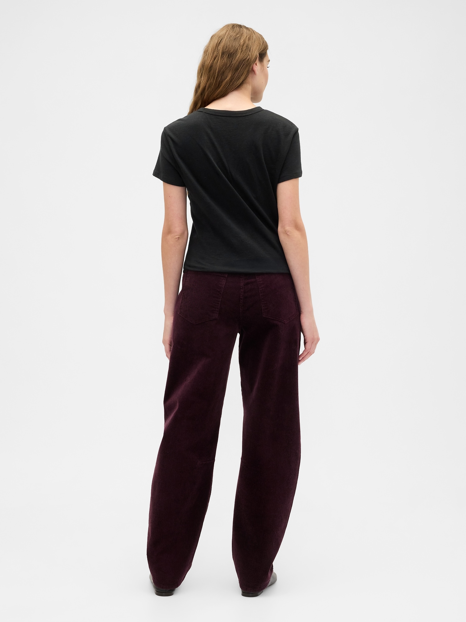Gap Factory High Rise Barrel Corduroy Pants In Purple