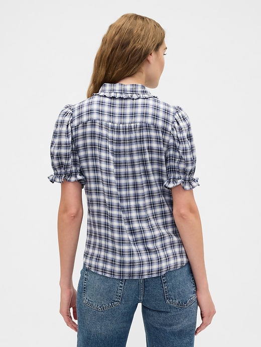 Image number 2 showing, Relaxed Flannel Puff Sleeve Shirt