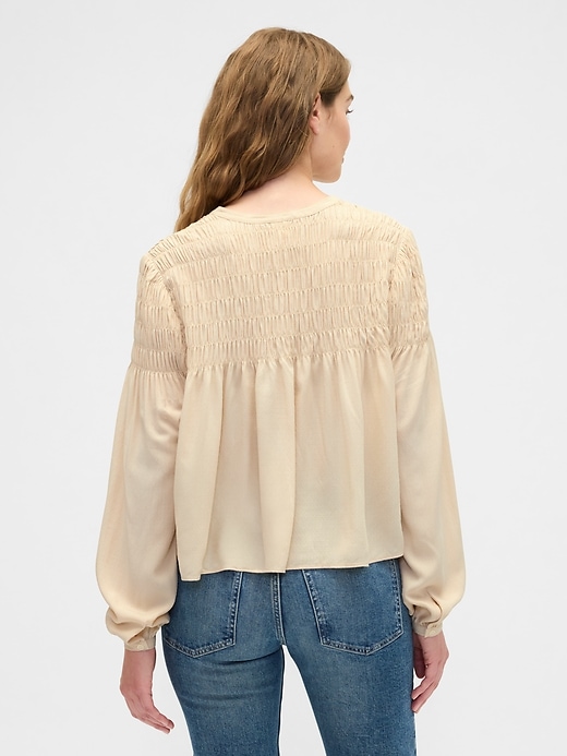 Image number 2 showing, Relaxed Smocked Balloon-Sleeve Top