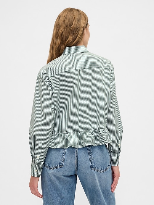 Image number 2 showing, Relaxed Cropped Poplin Peplum Shirt
